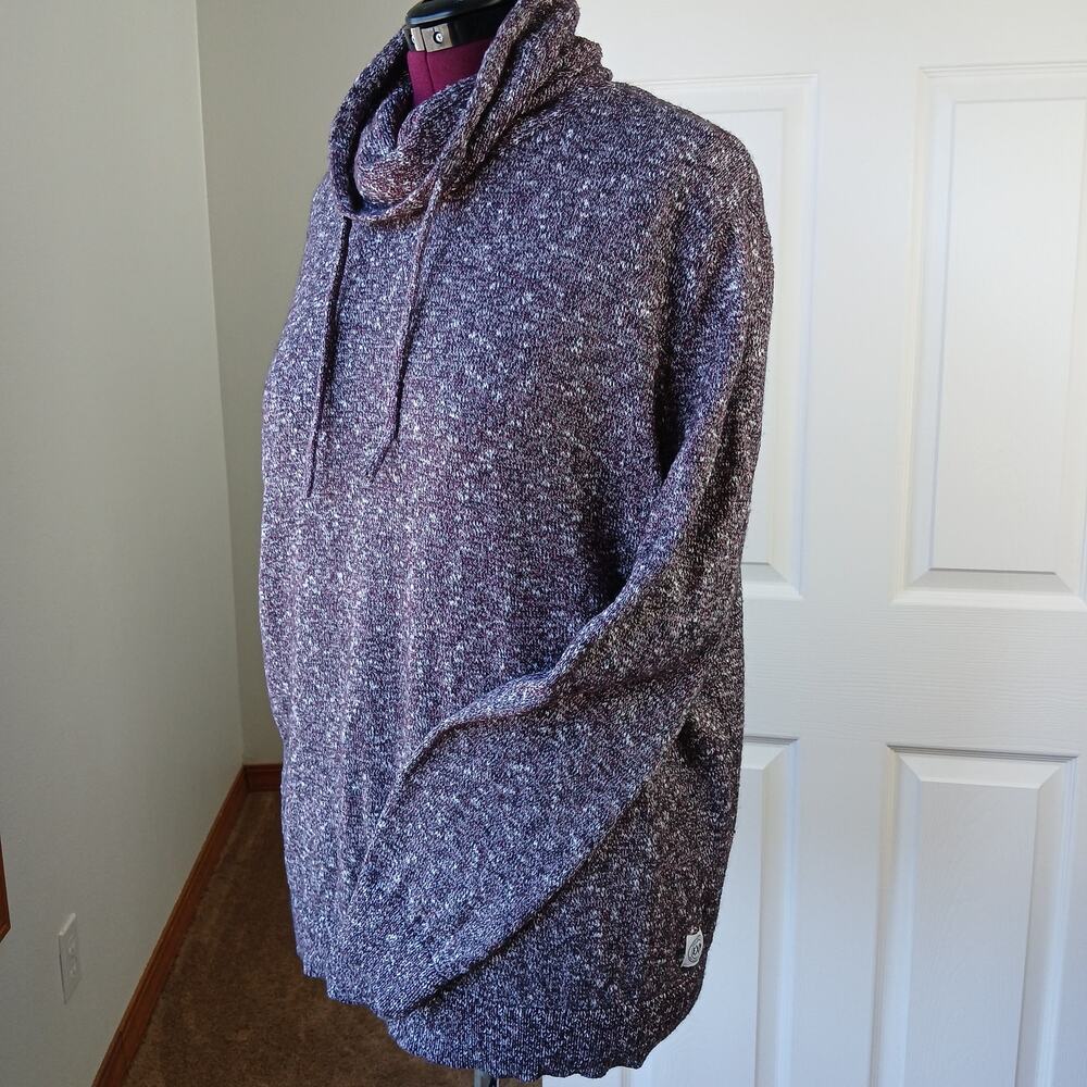 Express Purple Heather Cinch Mock Neck Sweater XL tight knit warm athletic